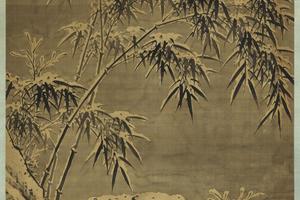 雪景竹石图