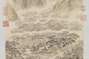 双峰插云御题轴
