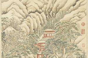 镇海寺雪景轴