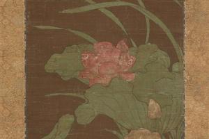 莲池苍鹭图对轴一