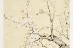 桃花杨柳图