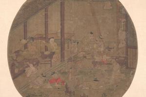 闹学图团扇页