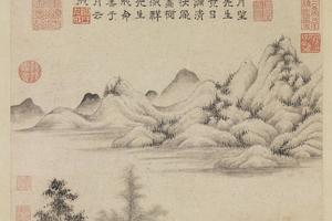 秋林钓艇图