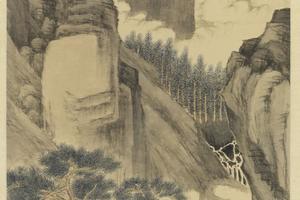 仿元人溪亭对菊图