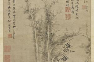 仿云林树石图