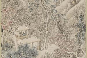 踏雪访友图