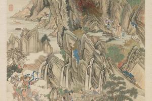 仿唐人大禹治水图轴