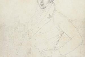 Portrait of a Young Man Standing on the Quirinal with the Turris Comitum in the Background 