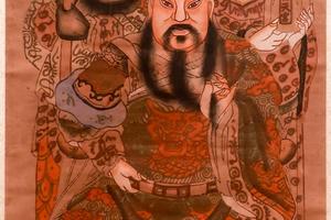 工笔手绘关公神像轴
