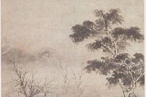 中庭步月图轴