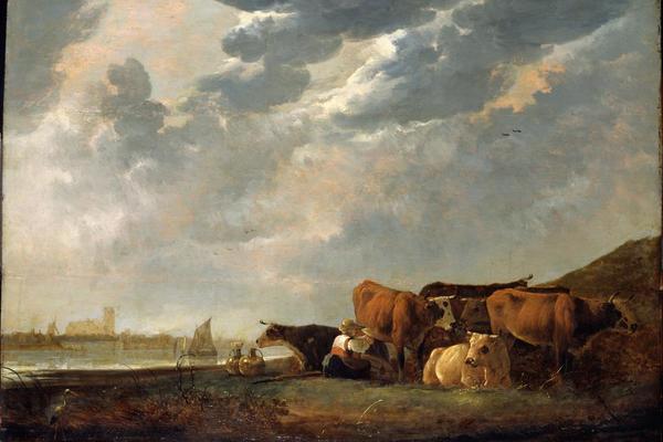 Cattle near the Maas, with Dordrecht in the distance（默兹河附近的牛群，远处是多德雷赫特）