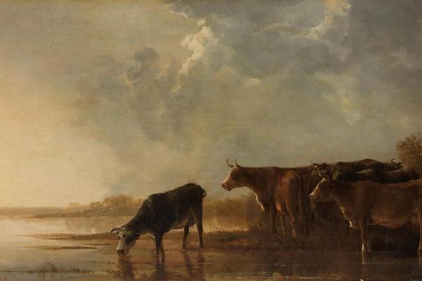 River Landscape with Cows （与奶牛的河流景观）