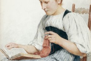 Knitting Girl Reading （针织女孩阅读）