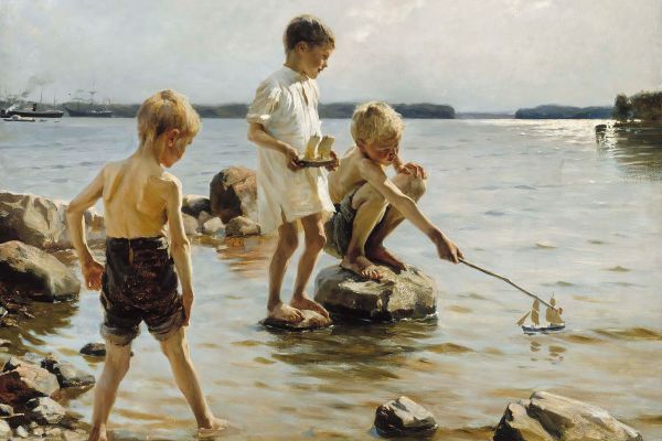 Boys Playing On The Shore (Children Playing On The Shore) （男孩们在岸边玩耍）