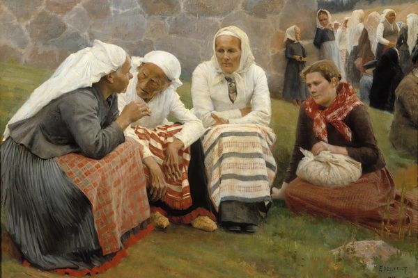 Women Outside The Church At Ruokolahti（若科拉提教堂外的妇女们）