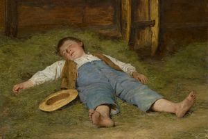 Boy Asleep in the Hay （一个男孩在干草里睡着了）