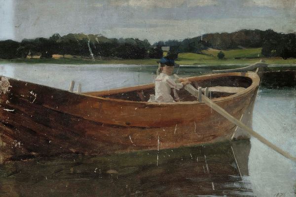 The Artist's Sister Berta In A Rowing Boat, Study（艺术家的妹妹伯塔在划船上，学习）