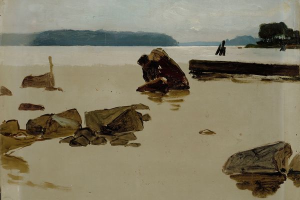 Open Sea off Haikko, study for Boys Playing on the Shore（海科附近的大海，男孩在岸边玩耍）