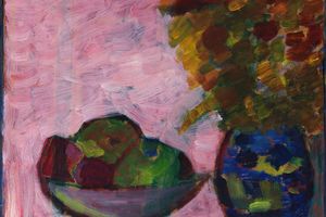 Stillleben Mit Fruchtschale Und Blumenvase （水果碗和花瓶的静物画）
