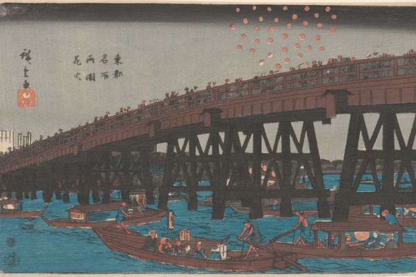 两国； 两国的烟花（花火）（Ryogoku; Fireworks at Ryogoku(hanabi)）