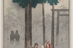 出云大神社的“光之节”，来自六十多个省份的名胜景观系列（Hotohoto Festival at Izumo Grand Shrine, from the series Views of Famous Places in the Sixty-odd Provinces）