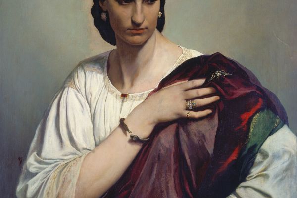 卢克雷齐娅·博尔吉亚身穿白色外衣和红色长袍的罗马女人肖像(Lucrezia Borgia,Portrait of a Roman woman in white tunic and red robe)