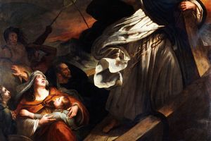 圣托马斯·阿奎那在暴风雨中信仰上帝(Saint Thomas Aquinas preaching trust in God during the storm )
