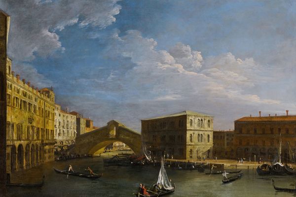 在威尼斯，从北面可以看到大运河和里亚尔托大桥(Venice, a view of the Grand Canal and the Rialto Bridge from the North)