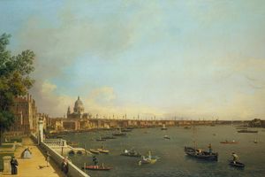 伦敦-泰晤士河从萨默塞特之家露台到城市(London- The Thames from Somerset House Terrace towards the City)