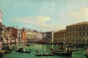 威尼斯大运河，朝南朝向里亚尔托大桥(The Grand Canal, Venice, Looking South toward the Rialto Bridge )