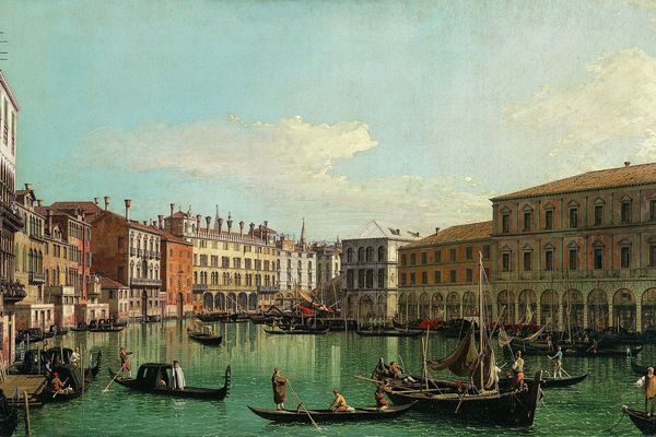 威尼斯大运河，朝南朝向里亚尔托大桥(The Grand Canal, Venice, Looking South toward the Rialto Bridge )