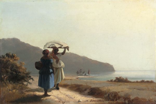 两个女人在海边聊天，圣。 托马斯(Two Women Chatting by the Sea,St. Thomas )