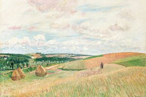 蒂尔斯维尔的山坡，磨石，牧羊人和羊群(Les Coteaux De Thierceville, Meules, Berger Et Troupeau )