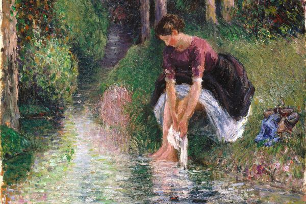 女人在小溪里洗脚(Woman Washing Her Feet in a Brook )