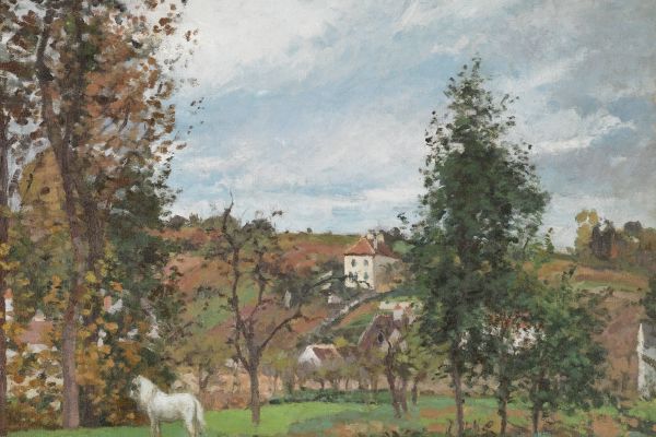 景观与白马在草甸，冬宫，蓬图瓦兹(Paysage Avec Cheval Blanc Dans Un Pré, L'hermitage, Pontoise )