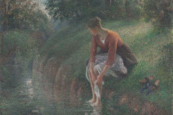 女人在小溪里洗澡(Woman Bathing Her Feet in a Brook )