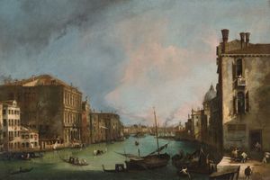 威尼斯的大运河，有大皇宫角(The Grand Canal in Venice with the Palazzo Corner Ca'Grande)
