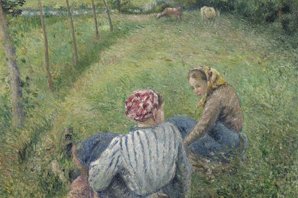 住在庞图伊斯附近田野里的年轻农民女孩(Young Peasant Girls Resting in the Fields near Pontoise )