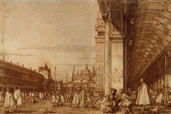 西南角圣马可广场，右侧为检察官新房(Piazza San Marco from the Southwest Corner, with the Procuratie Nuove on the Right )