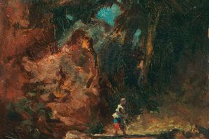 人行道上的奶牛场女工(Die Sennerin auf dem Waldsteg )