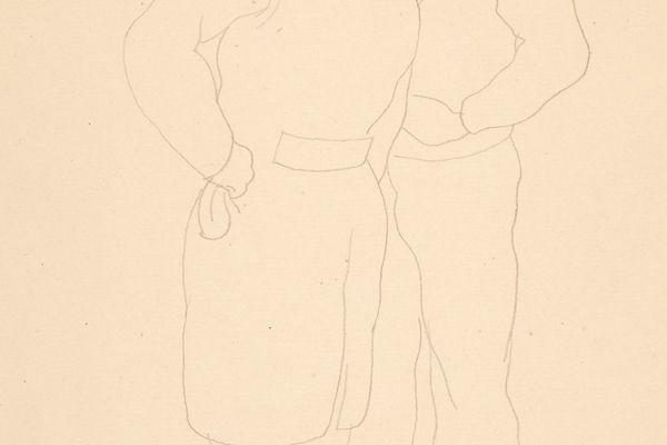 水手和男人（研究水彩，标题为在那条街上，1932 年）(Man With Sailor (study for watercolor titled On That Street, 1932) )
