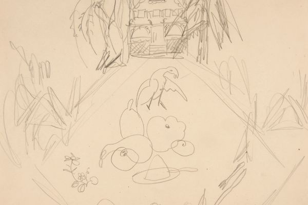无题[鸽子、水果、蔬菜、房子、笔记](Untitled [doves, fruits, vegetables, house, written notes])