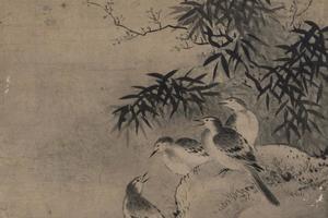 仿牧溪鹡鸰图