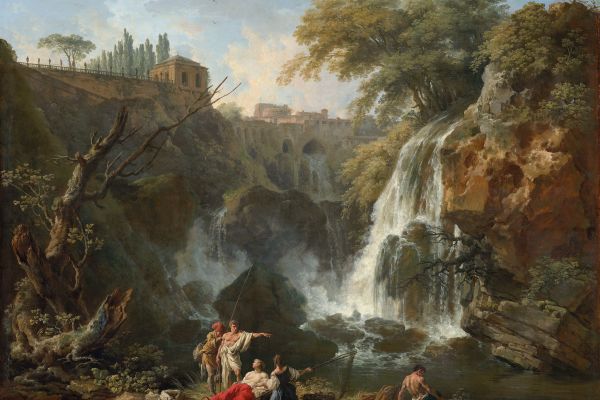 蒂沃利的瀑布，米西奈斯别墅(The Waterfalls at Tivoli, with the Villa of Maecenas )