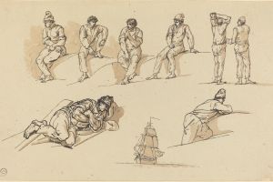 八大人物研究与海上船舶(Eight Studies of Figures and a Ship at Sea)