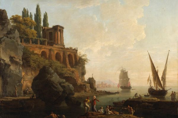 意象山水，意大利港湾风光(Imaginary Landscape,Italian Harbor Scene )