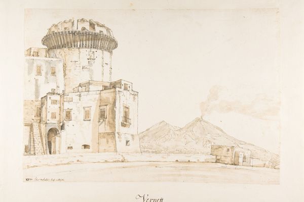 那不勒斯的新城堡，可以俯瞰维苏维乌斯山(The Castel Nuovo in Naples, with a View of Mount Vesuvius )