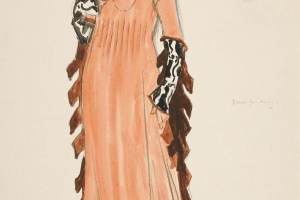 《一位女士》，亨利·欧文《理查德二世国王计划》的服装素描