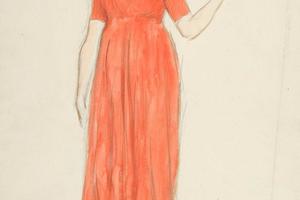 一个女人的素描-一出戏的服装研究(Sketch of a woman - costume study for a play)