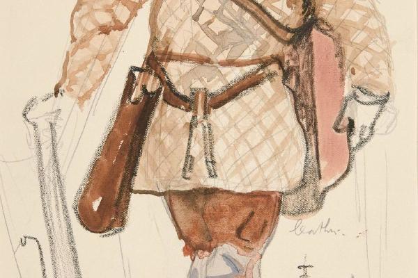 战士，亨利·欧文计划制作的国王理查德二世的服装草图